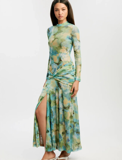 Bardot Lea Floral Mesh Dress Green S Bardot Lea Floral Mesh Dress Green S