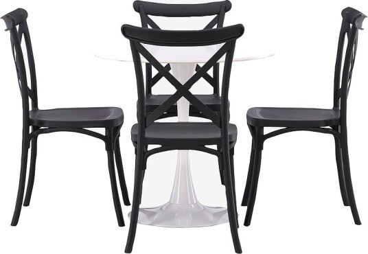Venture Home Spisegruppe Hamden med 4 stk stoler Crosett Svart Venture Home Spisegruppe Hamden med 4 stk stoler Crosett Svart