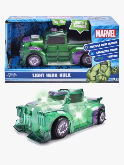 Marvel Hulk Light Hero lekebil med lyd og lys 15 cm Marvel Hulk Light Hero lekebil med lyd og lys 15 cm