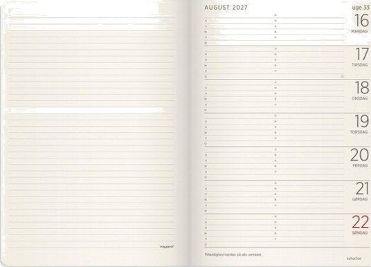Mayland A5 Forma Deluxe ugekalender tvrf. brun kunstskind 2027