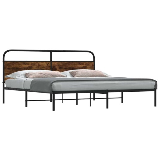 Sengeramme i metall uten madrass røkt eik 200x200 cm 8721158549068