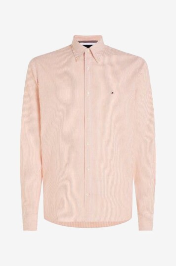 Tommy Hilfiger - Skjorte 1985 Flex Oxford Stripe RF Shirt - Orange