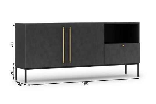 Anjal Kommode 180 cm   Svart