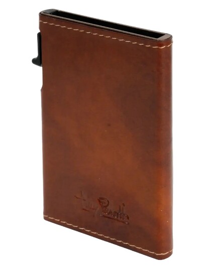 Tony Perotti Furbo Slim Cardholder With Outside Card Slot Brown ONE SIZE