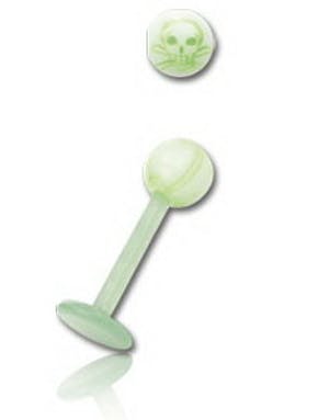 Utgått Labret With Green Skull 1.2 x 8 mm Utgått Labret With Green Skull 1.2 x 8 mm