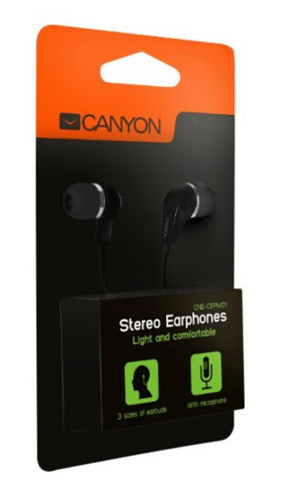 Canyon Cne-Cepm01b - Ørepropper Med Mikrofon - I Øret - Kablet - 3,5 Mm Jakk - Svart Canyon Cne-Cepm01b - Ørepropper Med Mikrofon - I Øret - Kablet - 3,5 Mm Jakk - Svart
