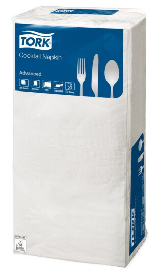 Serviet Tork 24X24 Cm 2-Lag Hvit,12 Pk X 200 Stk