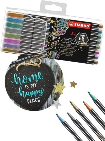 STABILO Pen 68 Metallic 8 tusjer i forskjellige metalliske farger
