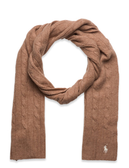 Polo Ralph Lauren Cable-Knit Wool-Cashmere Scarf - Brown - ONE SIZE Polo Ralph Lauren Cable-Knit Wool-Cashmere Scarf - Brown - ONE SIZE