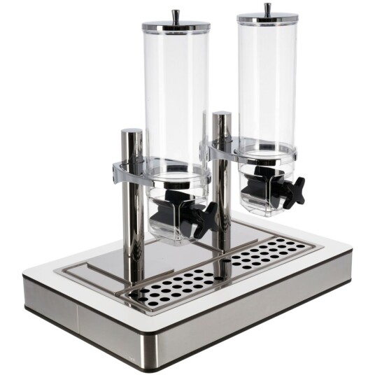 VEGA Müslidispenser komplett Fundale hvit dobbelt GN 1/1; Størrelse GN 1/1, 57x36.5x64.7 cm (LxBxH); Valnøtt/Transparent/Stålgrå; Rektangulær