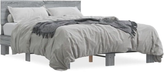 Sengeramme grå sonoma 140x200 cm konstruert tre og metall 8721102614910