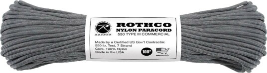 Rothco Paracord Nylon 30m Grå