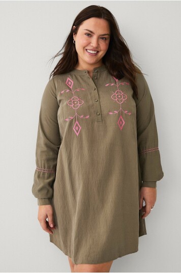 Zizzi   Kjole mFlorina L/S Short Dress   Grønn