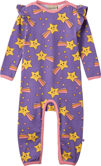Småfolk Regent Long Sleeved Baby Suit With Shooting Star Purple 86
