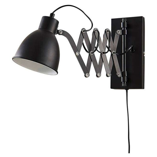 Lindby Svart vegglampe Merle med saksarm