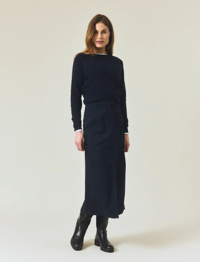 Lexington Clothing Pinstripe Midi Skirt - Blue - XS