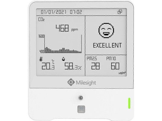 Milesight Iot Milesight Indoor Ambience Monitoring Sensor Lorawan Temp. Humidity Co2 Pir Light Tvoc Hpa Pm 2.5 Pm10 O3 E-Ink Milesight Iot Milesight Indoor Ambience Monitoring Sensor Lorawan Temp. Humidity Co2 Pir Light Tvoc Hpa Pm 2.5 Pm10 O3 E-Ink