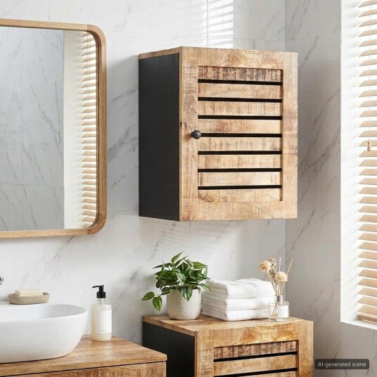 vidaXL Hengende skap Brun og svart 38 x 33,5 x 48 cm Massiv mango tre