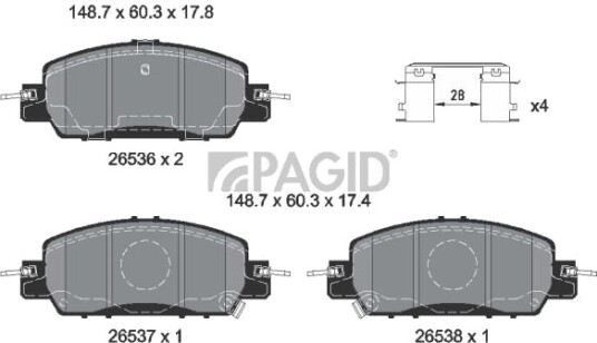 PAGID T2950N Bremseklosser PAGID T2950N Bremseklosser