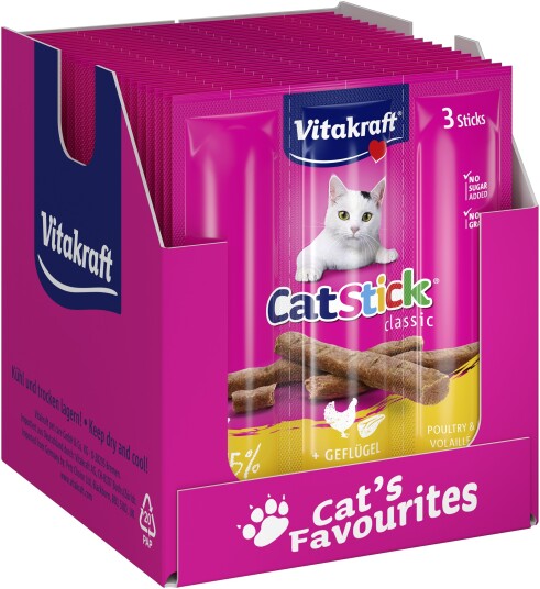 Vitakraft Cat Treats 20 X Cat Stick Poultry & Liver X 3 Sticks 18G
