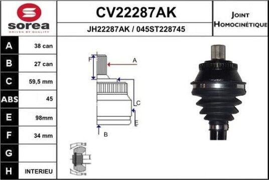Drivledd EAI CV22287AK Drivledd EAI CV22287AK