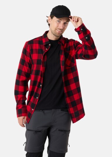 Denim Factory Denver Flannel Shirt II Red/ Black Check L Langarmede skjorter