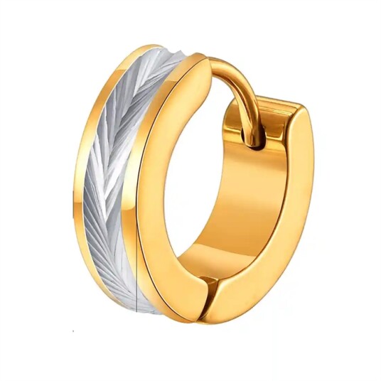 Stål Groove Hoop Herre Ørering i forgylt Stål 1 stk Stål Groove Hoop Herre Ørering i forgylt Stål 1 stk