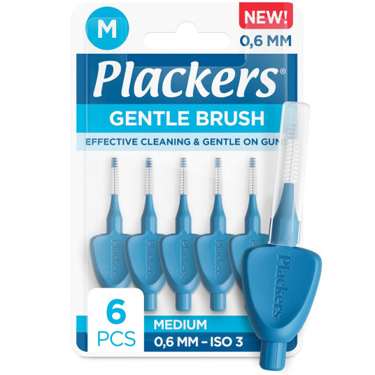 Plackers Gap børster 6 pcs. Skånsom Brush 0,6 mm ISO 3 BLÅ