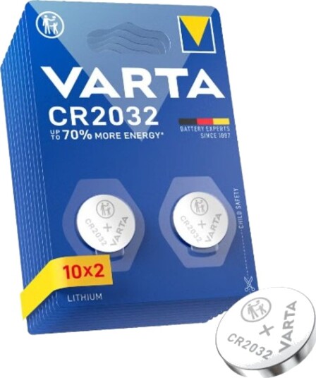 Varta Lithium Coin Knappcellebatteri CR2032, 2-pakning x10
