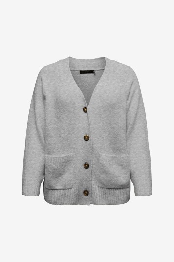 Vero Moda Curve Kardigan vmcBoom LS V neck Button Grå
