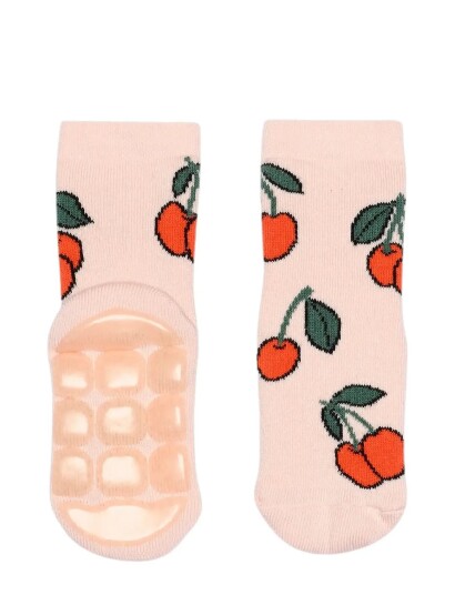 Melton Cherries Socks Anti Slip Pink 17/19