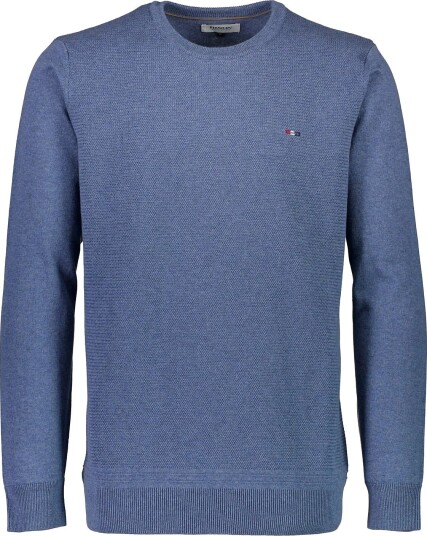 Bison Structured O Neck Knit DK BLUE MEL M Bison Structured O Neck Knit DK BLUE MEL M