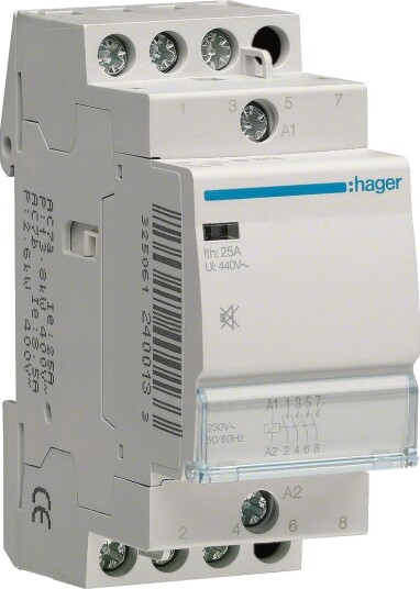Hager ESC426S Kontaktor 25 A, 230 Vac 4 Nc (Åpen)