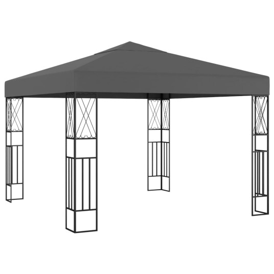 vidaXL Paviljong med LED-lysslynge 3x3 m antrasitt stoff