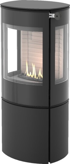 Caro 110 svart frittstående biopeis med sideglass og glassdør