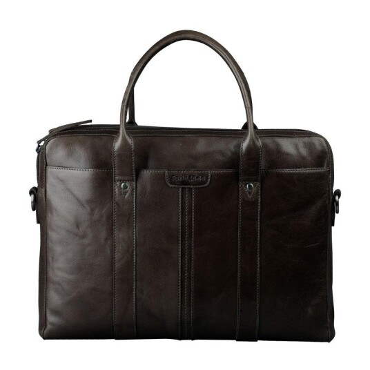 Springfield stor PC veske i skinn 15" Mørkebrun