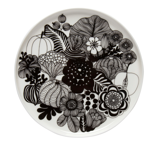 Marimekko Siirtolapuutarha tallerken Ø 20 cm sort-hvit (Finland 100 år)