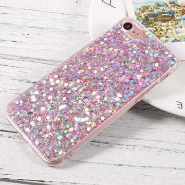 iPhone 7/8/SE (2020)/SE (2022) Glitter Flakes TPU-deksel Rosa