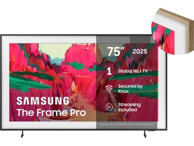 Samsung The Frame Pro 75" LS03FW + ramme Beige Wood