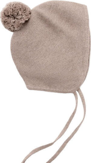 Mango Knitted Bonnet With Pompom Brown 1 3M