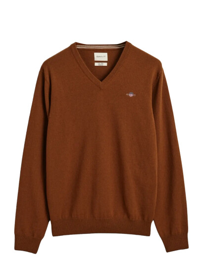 GANT Superfine Lambswool V-Neck - Brown - S