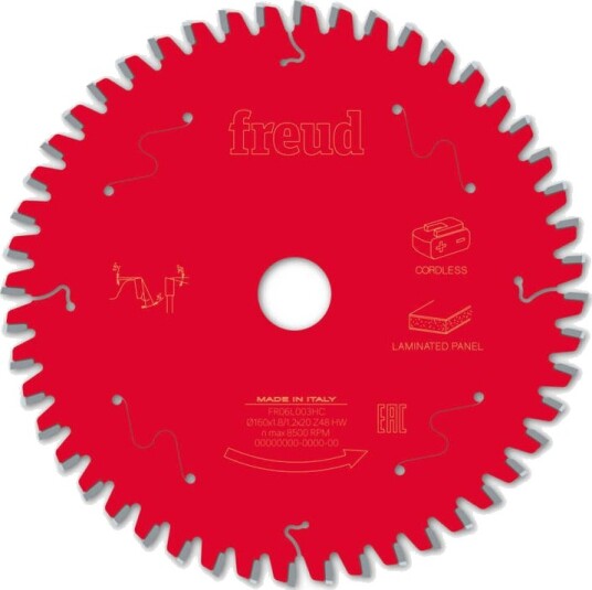 Freud F03FS10075 Sirkelsagblad - 160mm, 48 tenner, 20 mm senterhull Freud F03FS10075 Sirkelsagblad - 160mm, 48 tenner, 20 mm senterhull