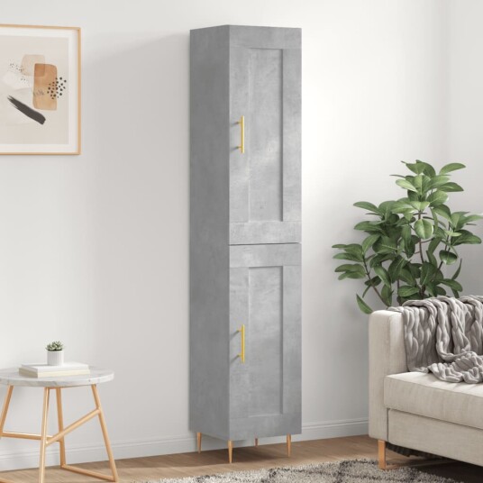 vidaXL Highboard betonggrå 34,5x34x180 cm konstruert tre 8720845498672