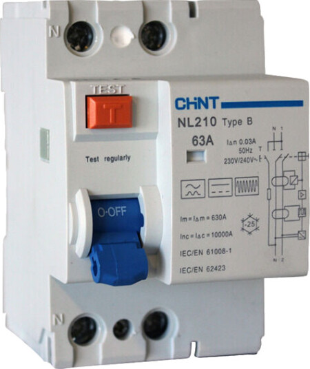 Cenika JORDFEILBRYTER Type-B 2Pol 63A 30mA 3-moduler - 1615006