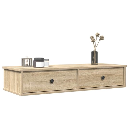  Vegghylle med skuffer sonoma eik 100x37,5x19 cm konstruert tre 8721158649928