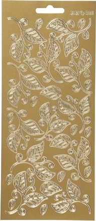 Diverse Klistremerker blader ark 10x23 cm gull 1 ark