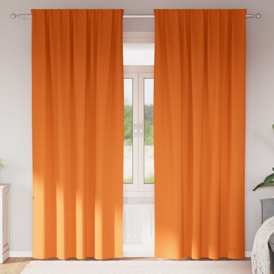 Gardiner med gardiner 2 pcs Lys oransje Polyester Gardiner med gardiner 2 pcs Lys oransje Polyester