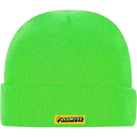 Paramore Paramore Unisex Beanie Hat: Logo Fluorescent Green Paramore Paramore Unisex Beanie Hat: Logo Fluorescent Green