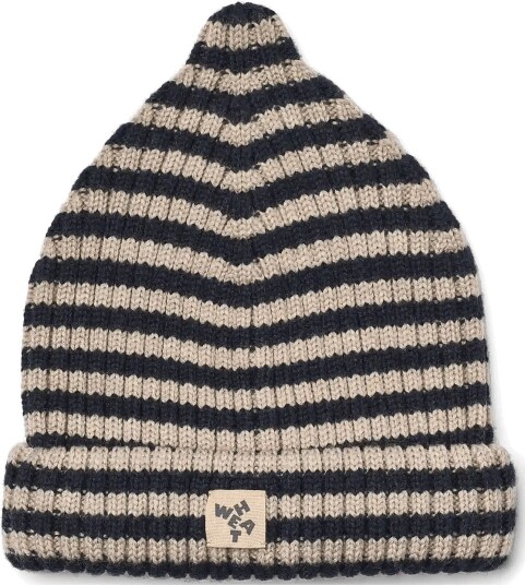Wheat Beanie Topper - NAVY - 1-3Y