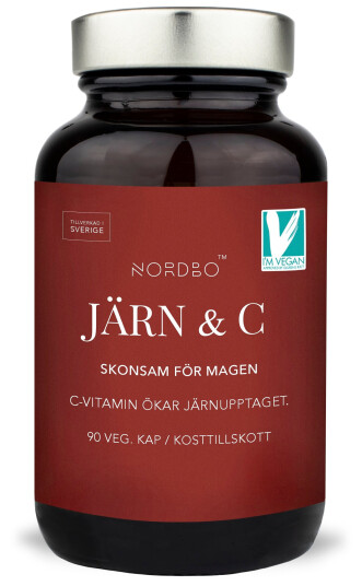 NORDBO - Iron & Vitamin C Vegan 90 Capsules NORDBO - Iron & Vitamin C Vegan 90 Capsules